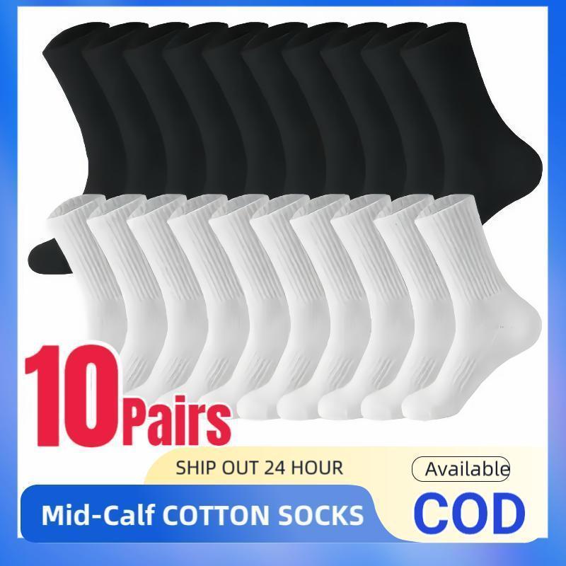 FreeShiping 10 Pairs Fashion Korean Mid Calf Cotton Socks Mid-Calf Unisex One Size Medyas School Socks Womens Mens Socks